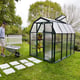 Palram Canopia Eco Grow 6x8 Green greenhouse side lifestyle photograph