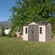 Lifetime 10x8 Plastic Shed Garden Setting Plants