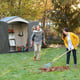 Lifetime 7x4.5 Plastic Shed Garden Lifestyle Raking