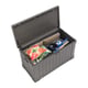 Lifetime 439 Litre Plastic Outdoor Storage Box Brown Open With Storage