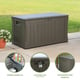 Lifetime 439 Litre Plastic Outdoor Storage Box Brown Feature Icons