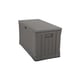 Lifetime 439 Litre Plastic Outdoor Storage Box Brown Side Angle