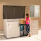 Lifetime 3x6 Horizontal Plastic Outdoor Storage Unit Driveway Doors Open Woman