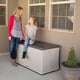 Lifetime 439 Litre Plastic Outdoor Storage Box Desert Sand Bench Seat Family