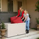 Lifetime 439 Litre Plastic Outdoor Storage Box Desert Sand Open Cushions Family