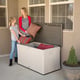 Lifetime 439 Litre Plastic Outdoor Storage Box Desert Sand Patio Lid Open Family