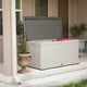 Lifetime 439 Litre Plastic Outdoor Storage Box Desert Sand Patio Setting