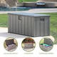 Lifetime 568 Litre Plastic Outdoor Storage Box Brown Feature Icons