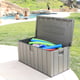 Lifetime 568 Litre Plastic Outdoor Storage Box Brown Open With Floats
