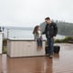 Lifetime 568 Litre Plastic Outdoor Storage Box Desert Sand Decking With Couple