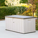 Lifetime 568 Litre Plastic Outdoor Storage Box Desert Sand Garden Angle