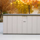 Lifetime 568 Litre Plastic Outdoor Storage Box Desert Sand Garden Front