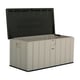 Lifetime 568 Litre Plastic Outdoor Storage Box Desert Sand Lid Open Side