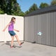 Lifetime 8x12.5 Plastic Shed Garden Lifestyle Child