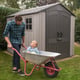 Lifetime 7x9.5 Plastic Shed Garden With Wheelbarrow