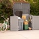 Lifetime Horizontal Plastic Outdoor Storage Unit Driveway Setting
