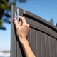 Lifetime 8x17.5 Plastic Shed Door Lock Closeup