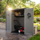 Lifetime Utility Plastic Storage Shed Doors Open Shelves