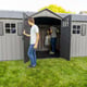 Lifetime 20x8 Plastic Shed Doors Open People