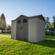 Lifetime 9.5x7 Plastic Shed Garden Angle View