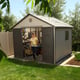 Lifetime 11x11 Plastic Shed Garden Doors Open