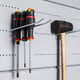 Telluria perforated wall panel with tool hooks