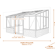 Janssens Arcadia Plus Mur 10x15 Lean-To Greenhouse - Full Dimensions Diagram