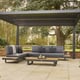 Nexus Grey Louvred Pergola with Corner Sofa Set in Walled Garden