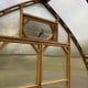 Norhage Tre 300 wooden polycarbonate greenhouse interior timber frame and roof vent