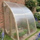 Norhage Lite Vegg 150 lean-to greenhouse with twin-wall polycarbonate glazing against a brick wall