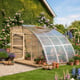 Norhage Vegg 300 wooden lean-to greenhouse side view in a garden