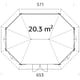 Palmako Hanna 4.2m x 5.7m Octagonal Log Cabin Dimensions