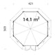 Palmako Hanna 4.2m x 4.2m Corner Log Cabin Dimensions