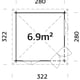 Palmako Melanie 2.8m x 2.8m Corner Log Cabin Dimensions