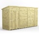 Power 14x4 Premium Pent Windowless Wooden Shed Double Doors