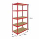 Bulldog 5 Tier 90cm Shelving Red Dimensions
