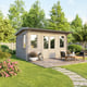 Power 12x10 Apex Classic Log Cabin 44mm lifestyle view