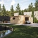 Power 16x16 Pent Log Cabin Garage 44mm lifestyle view