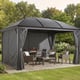 Sojag Moreno 3m x 4.3m gazebo with grey privacy curtains in a garden