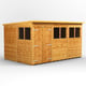 Power 12x8 Pent Wooden Shed Double Doors