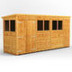 Power 14x4 Pent Wooden Shed Double Doors
