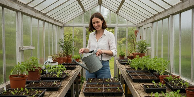 watering plants in the greenhouse april garden jobs