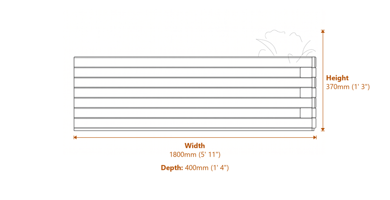 Patio Planter 1.8m dimensions diagram
