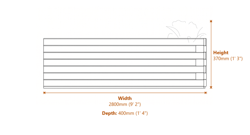 Patio Planter 1.8m dimensions diagram