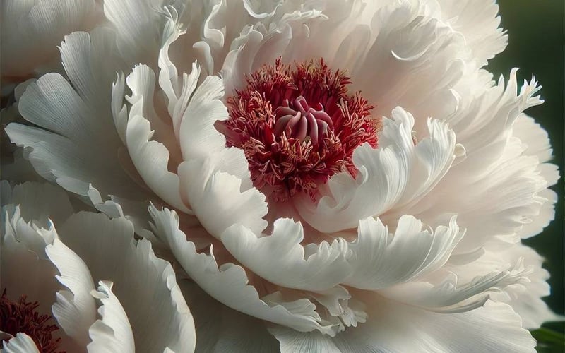 Festiva Maxima peony flower white with red flecks