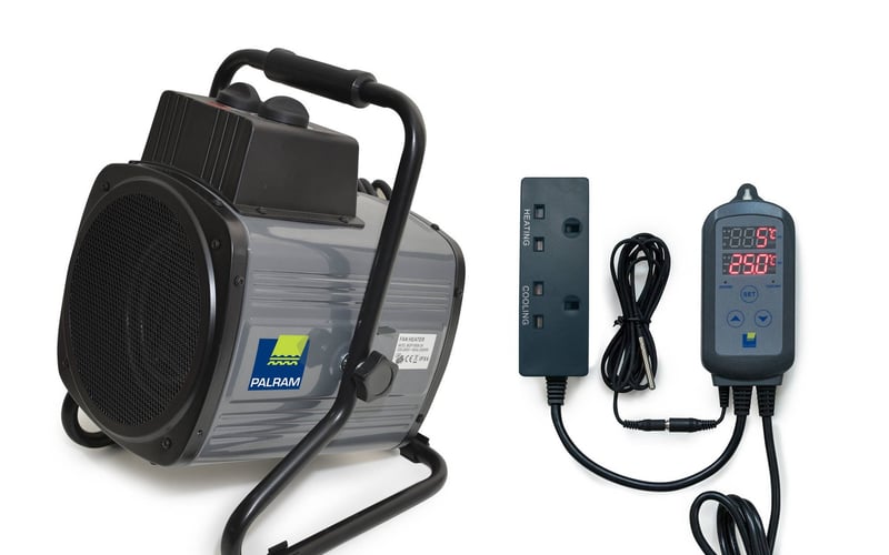 Palram Canopia 2400W greenhouse heater with separate dual-sensor thermostat