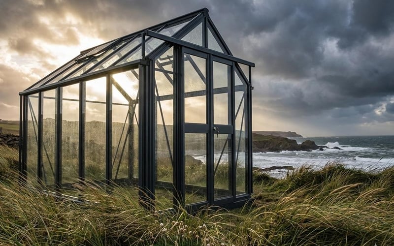 Elite Titan greenhouse with toughened safety glass and bar capping in an open garden