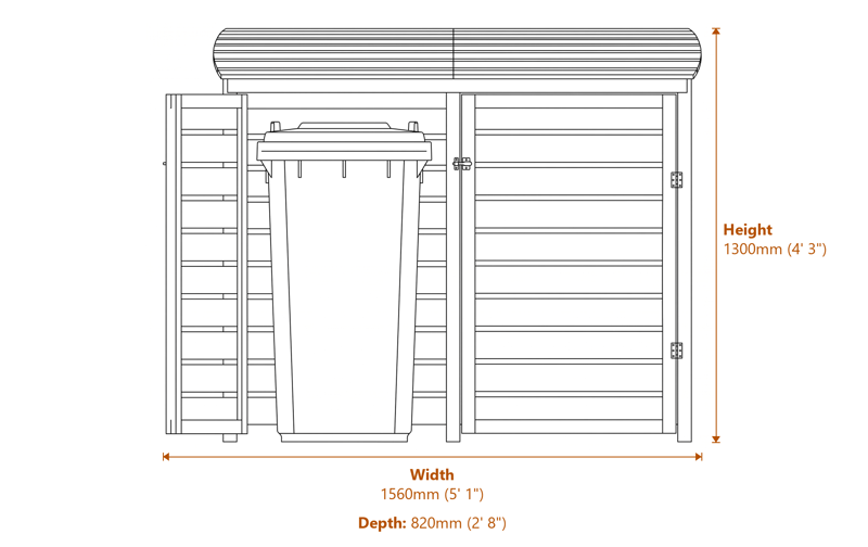 5x2 Double Bin Store dimensions diagram