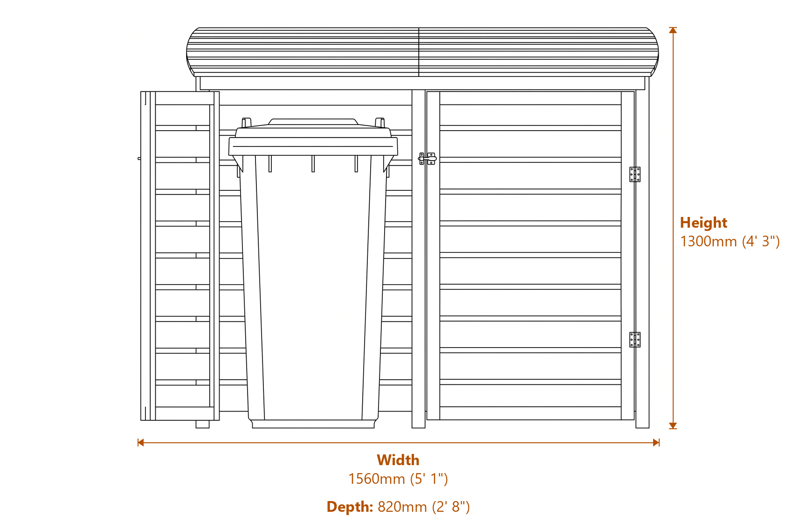 5x2 Double Bin Store dimensions diagram