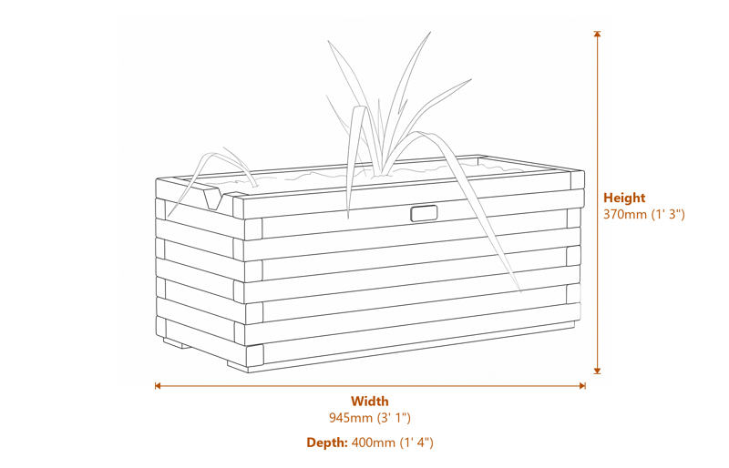 Rectangular Patio Planter 0.94m dimensions diagram